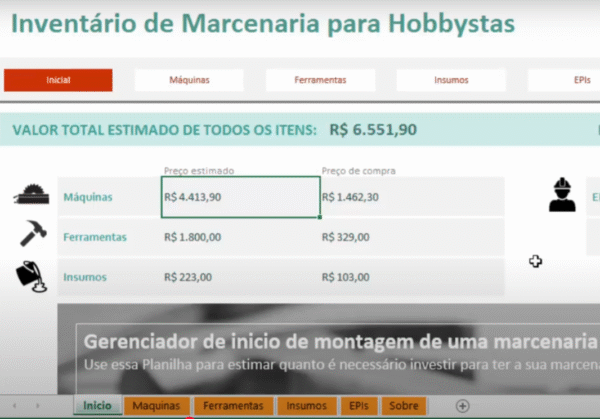 PLANILHA PARA INVENTÁRIO DE OFICINAS