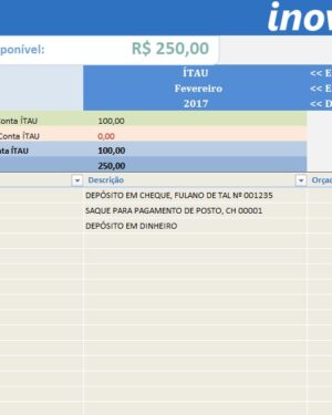 PLANILHA CONTROLE DE CONTAS BANCÁRIAS