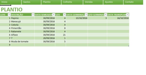 PLANILHA CONTROLE DE HORTAS - Imagem 3